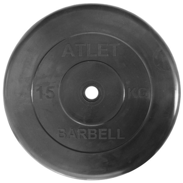 Диск обрезиненный "Атлет" 15 кг MB Barbell  