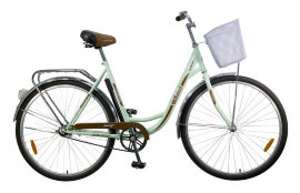 Велосипед 28" Новатрек дорожный LADY VINTAGE, зелёный + передняя корзина