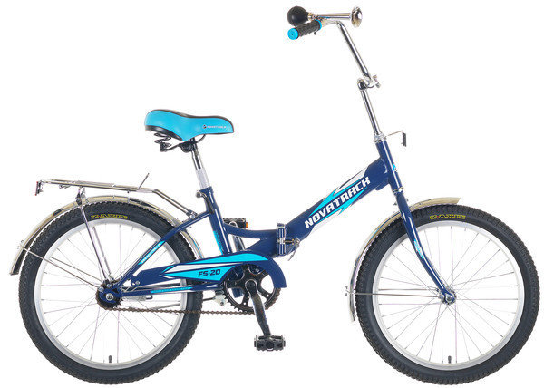 Велосипед 20" складной NOVATRACK FS20, черный-голубой